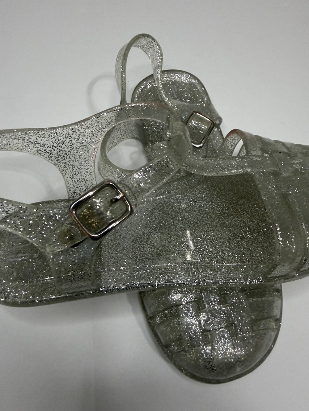 GAP Silver Glitter Jelly Sandals with Buckle Girls size 13 - Picture 5 of 5